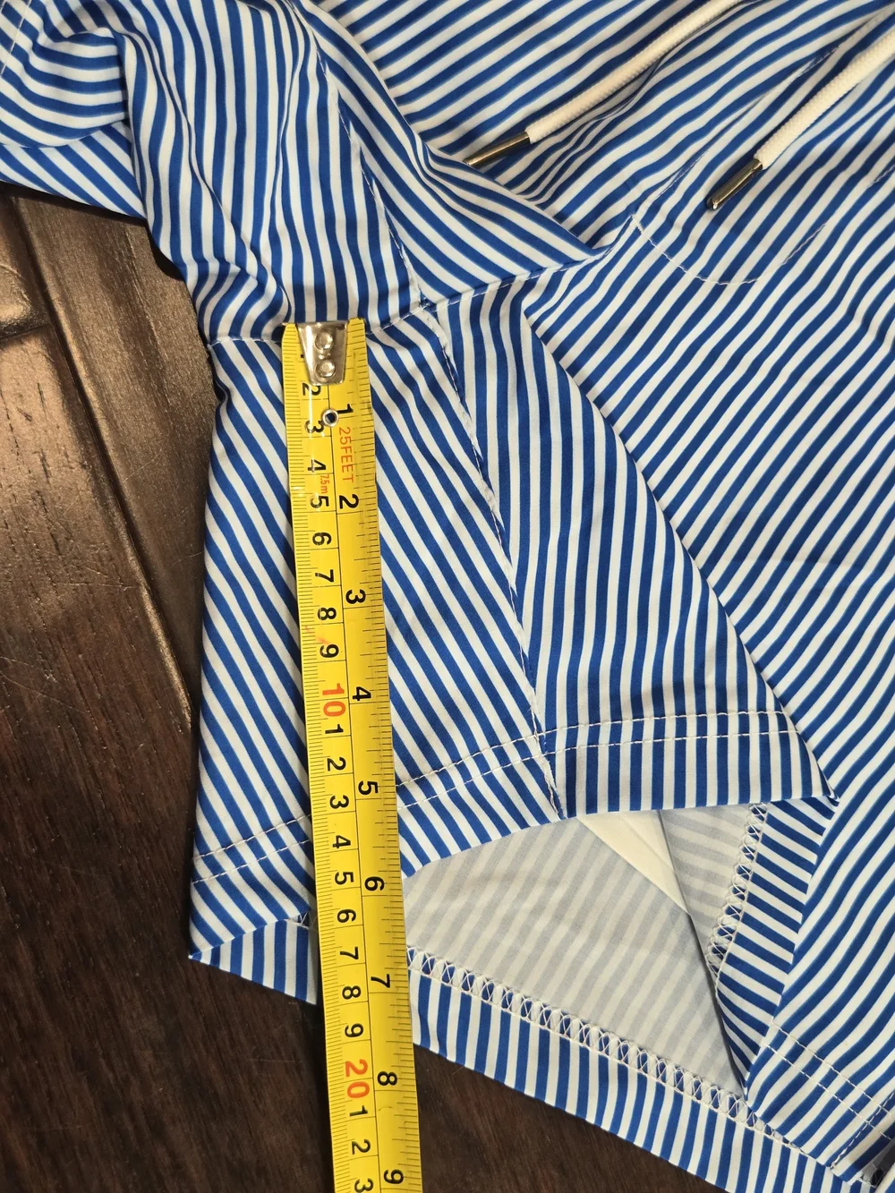Maamgic Blue White Striped Swim Trunks Men's Medium Lined Zip Pocket Beach